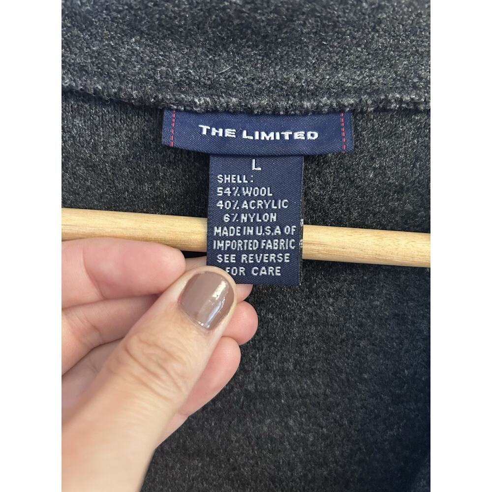 The Limited Women Dark Gray Wool Blend Pea Coat Sz L Cottagecore Cabincore Fall - Picture 3 of 4